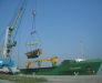 Reloading of the construction equipment in the port of Poti Georgia