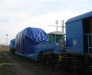 Der Bahntransport der Ausrüstung aus Europa nach Russland.