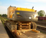 Transportation of excavator in the rail car