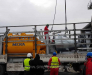 Transshipment of road equipment from Turkish trucks to CIS wagons in the port of Alat (Azerbaijan).